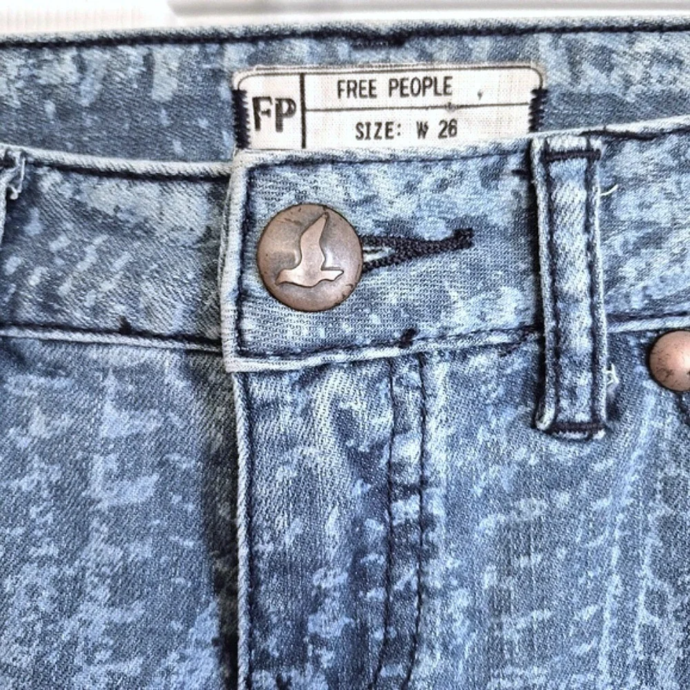 Free People Low Rise Blue Jeans Denim Skinny Pants Zip Ankles Womens 26 - Picture 7 of 16